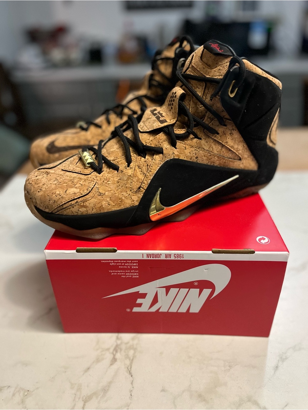 Nike Men’s LeBron 12' Cork High-Top Basketball Shoes in Brown